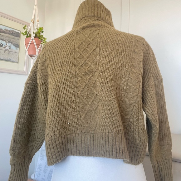 SKULL CASHMERE Alpaca Quarter-Zip Cable-Knit Brushed Wool Turtleneck - Picture 4 of 6